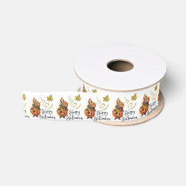 Bunny Pumpkin Halloween Ribbon Ripsband