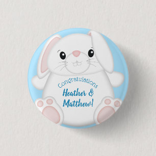 Bunny Rabbit Baby Dusche Blau Button