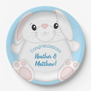 Bunny Rabbit Baby Dusche Blau Pappteller