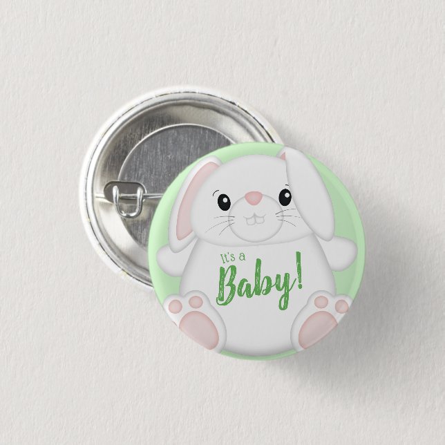 Bunny Rabbit Baby Dusche Button (Vorne & Hinten)