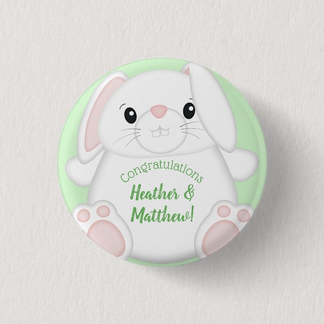 Bunny Rabbit Baby Dusche Button (Vorderseite)