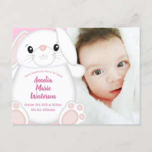 Bunny Rabbit Baby Dusche Pink Postkarte