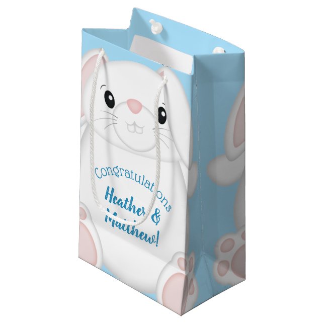 Bunny Rabbit Baby Dusche Woodland Kleine Geschenktüte (Vorderseite Schrägansicht)