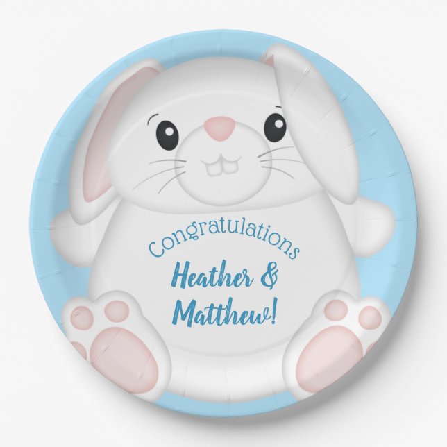 Bunny Rabbit Baby Dusche Woodland Pappteller (Vorderseite)