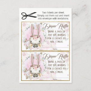 Bunny Rabbit Baby Girl Diaper Raffles Tickets Einladung