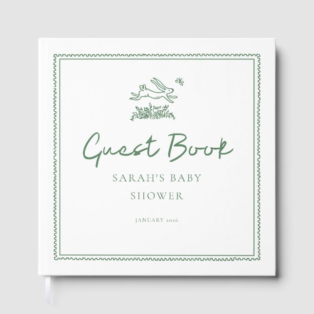 Bunny Rabbit Baby Shower Guest Book Gästebuch (Vorderseite)