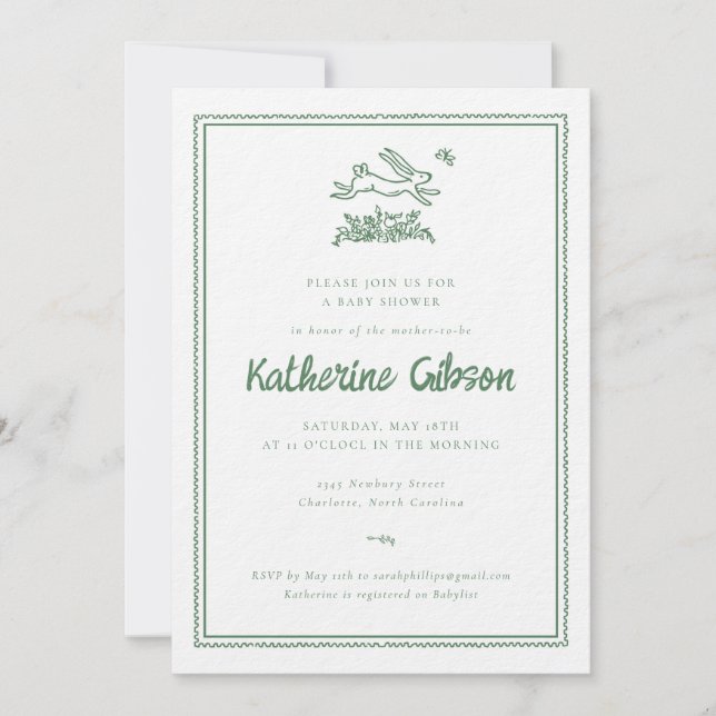 Bunny Rabbit Baby Shower Invitation (Devant)