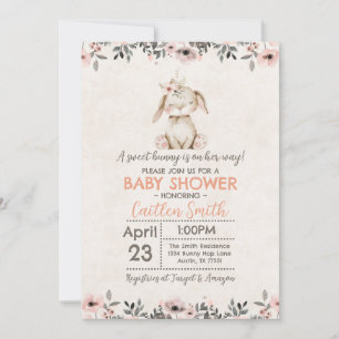 Bunny Rabbit Baby Shower Sweet Girl Einladung