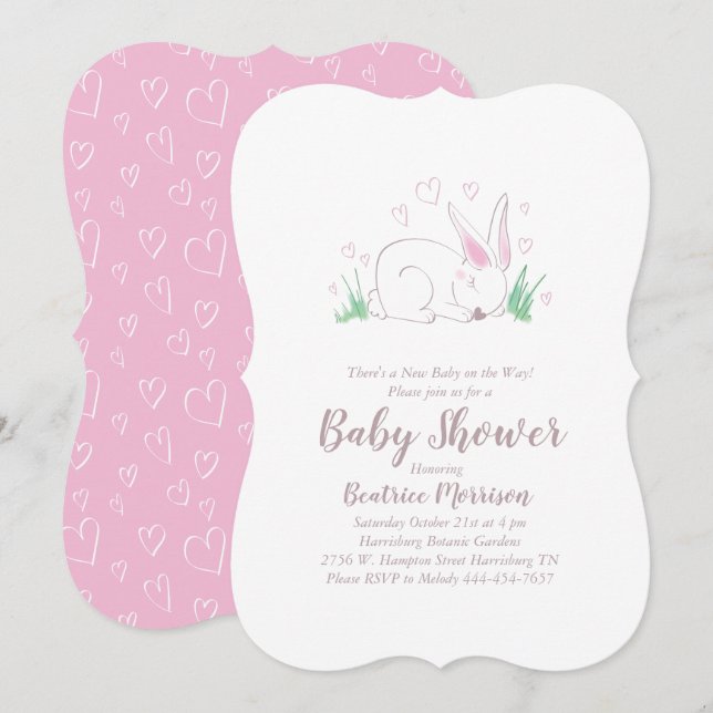 Bunny Rabbit Baby Shower Woodland Tiere Einladung (Vorne/Hinten)