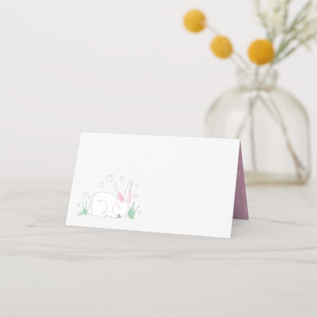 Bunny Rabbit Baby Shower Woodland Tiere Platzkarte (Vorderseite)