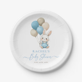 Bunny Rabbit Balloons Blue Baby Boy Dusche Pappteller