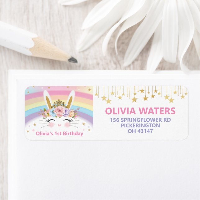 Bunny Rabbit Birthday Party Rücksendeadresse (Insitu)