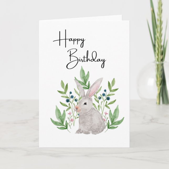 Bunny Rabbit Blank Happy Birthday Grußkarte Karte (Vorderseite)