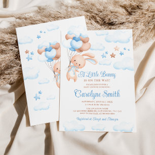 Bunny Rabbit Blue Balloon Baby Dusche Einladung