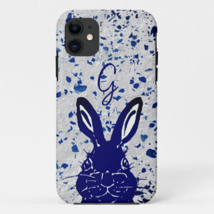 Bunny Rabbit Blue Terrazzo Monogram Modern Case-Mate iPhone Hülle