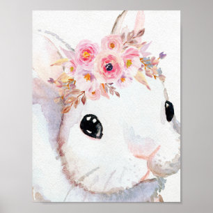 Bunny Rabbit Boho Chic Kinderzimmer Holzlandkunst Poster