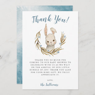 Bunny Rabbit Boy Baby Dusche Dankeskarte