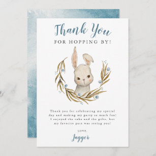 Bunny Rabbit Boy Geburtstagsparty Dankeskarte