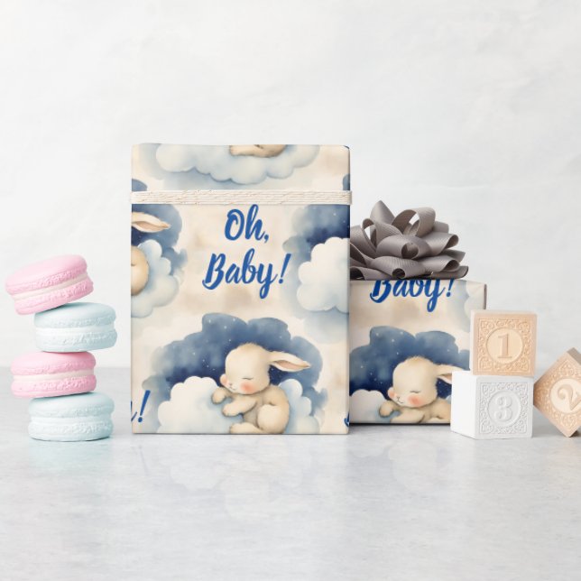 Bunny Rabbit Boy Oh Baby Dusche Geschenkpapier (Babyparty)