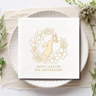 Bunny Rabbit Butterfly Floral Wreath Happy Oaster Servietten Mit Folie
