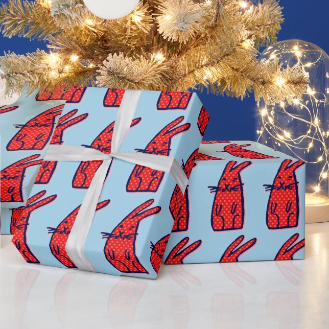 BUNNY RABBIT CHRISTMAS ODER BIRTHDAY WRAPPING PAPE GESCHENKPAPIER (Feiertage)