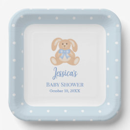 Bunny Rabbit Classic Polka Dots Boy Baby Dusche Pappteller