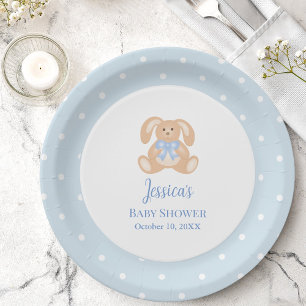 Bunny Rabbit Classic Polka Dots Boy Baby Dusche Pappteller
