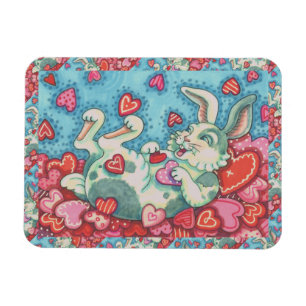 BUNNY RABBIT & COLORFUL HERZEN REGENWERTE MAGNET