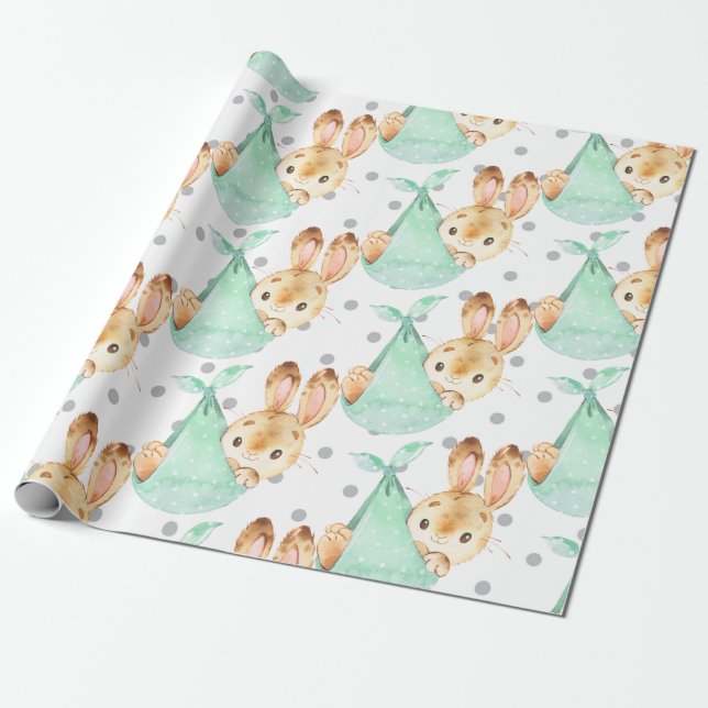 Bunny Rabbit Cub Niedliches Kinderzimmer Babygesch Geschenkpapier (Ungerollt)