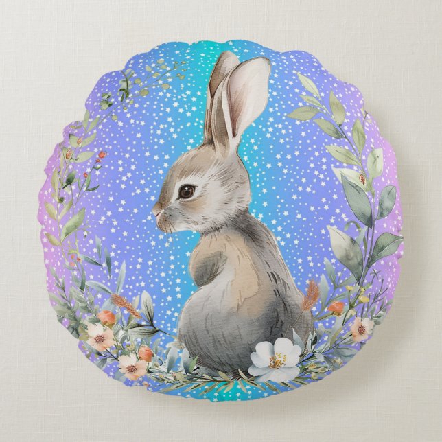 Bunny Rabbit Cushion Rundes Kissen (Vorderseite)