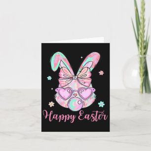 Bunny Rabbit Face Coquette Bow Ostertag Bubblegu Karte
