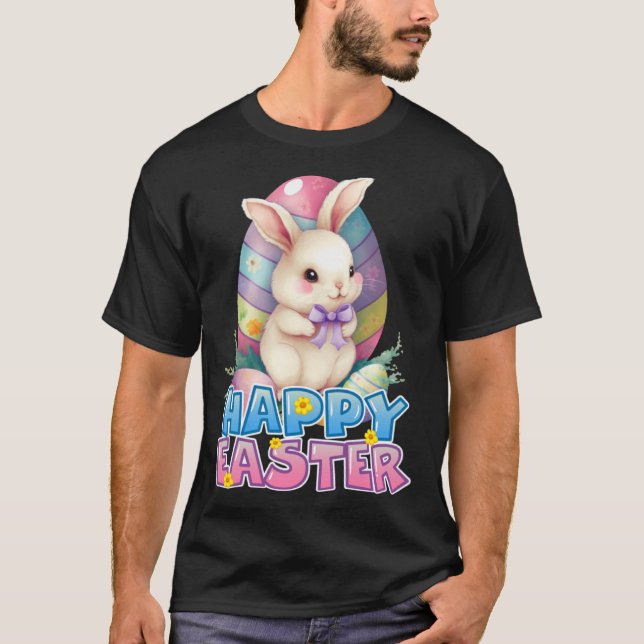 Bunny Rabbit Face Happy Easter Day Women Girls T-Shirt (Vorderseite)