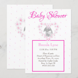 Bunny Rabbit fille rose Baby shower invitation Pos