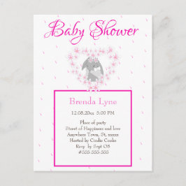 Bunny Rabbit fille rose Baby shower invitation Pos