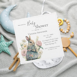 Bunny Rabbit Floral Baby Girl Dusche Einladung