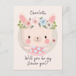Bunny Rabbit Flower Girl Vorschlag Card Postkarte