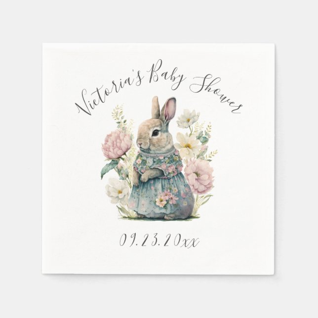 Bunny Rabbit Girl Baby Dusche Serviette (Vorderseite)
