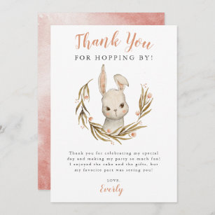 Bunny Rabbit Girl Geburtstagsparty Dankeskarte
