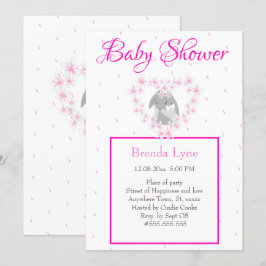 Bunny Rabbit Girl Pink Baby Dusche Einladung Post