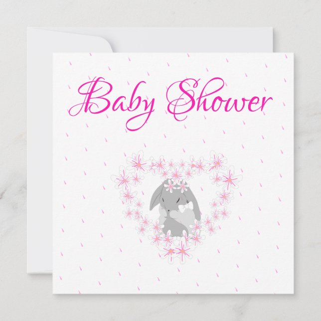 Bunny Rabbit Girl Pink Baby Dusche Einladung Post (Rückseite)