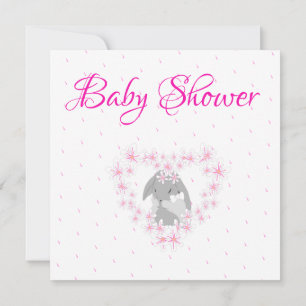 Bunny Rabbit Girl Pink Baby Dusche Einladung Post