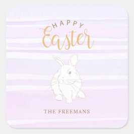 Bunny Rabbit Happy Oaster Pastel Quadratischer Aufkleber