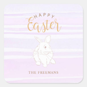 Bunny Rabbit Happy Oaster Pastel Quadratischer Aufkleber