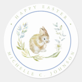 Bunny Rabbit Happy Oaster Soft Pastellfarben Runder Aufkleber