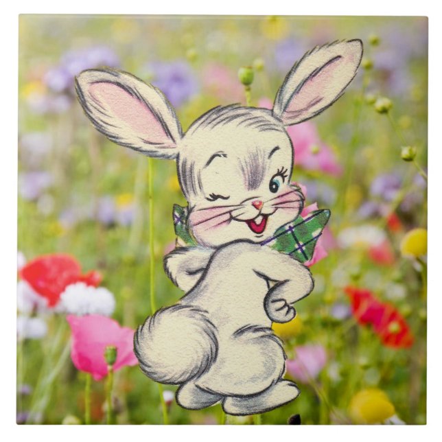 Bunny Rabbit Keramik Tile Fliese (Vorderseite)