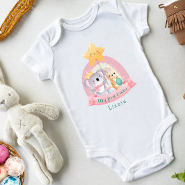 Bunny Rabbit Koala Baby Girl Rainbow Erster Oster Baby Strampler