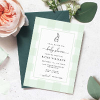Bunny Rabbit Mint Green Gingham Baby Dusche
