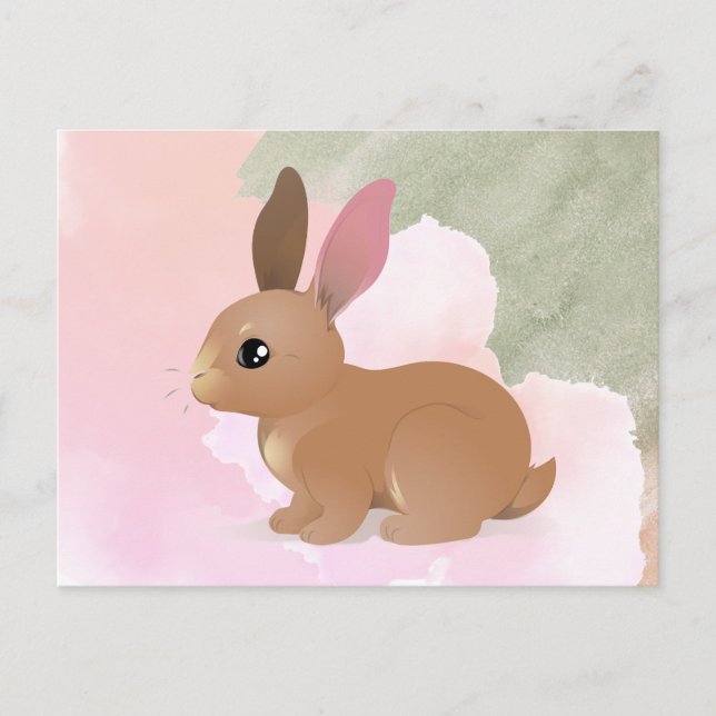 Bunny Rabbit Niedlich Pink Ostertier Postkarte (Vorderseite)