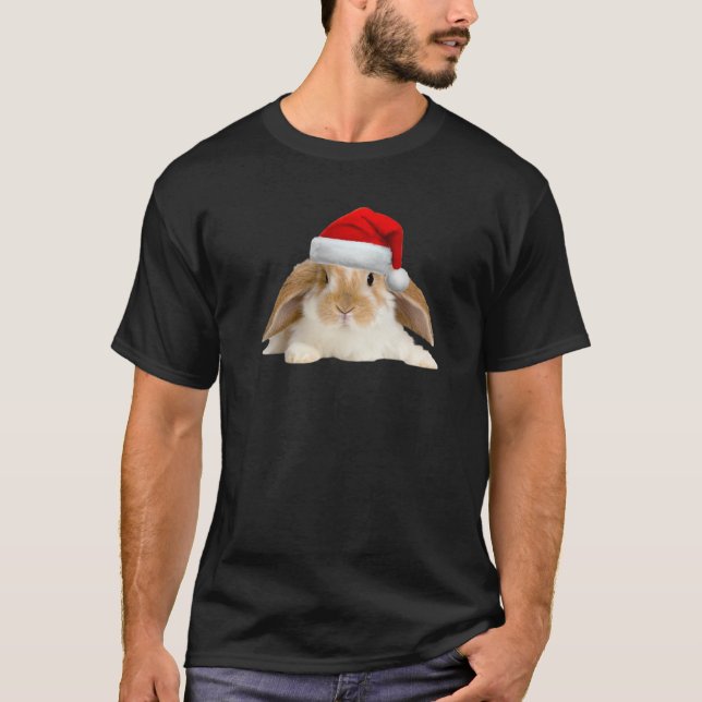 Bunny Rabbit Niedliche Weihnachtsmannmütze Bild We T-Shirt (Vorderseite)
