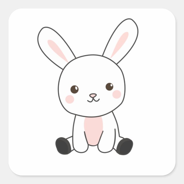 Bunny Rabbit Niedlicher Tiere für Kinder Osterhase Quadratischer Aufkleber (Vorderseite)
